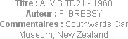 Titre : ALVIS TD21 - 1960
Auteur : F. BRESSY
Commentaires : Southwards Car Museum, New Zealand